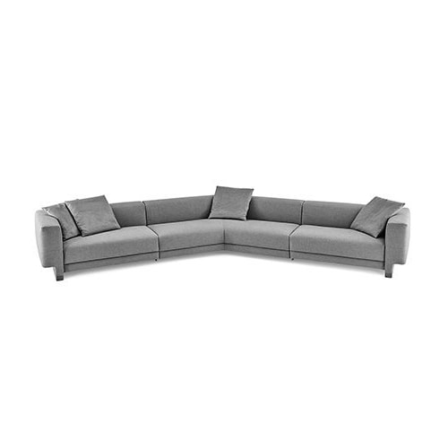 Grey colored Elissa Sectional in front of a white background