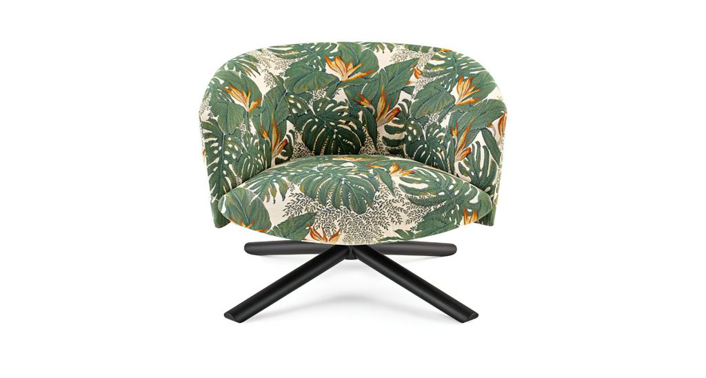 Livre Swivel in a floral pattern in front of a white background