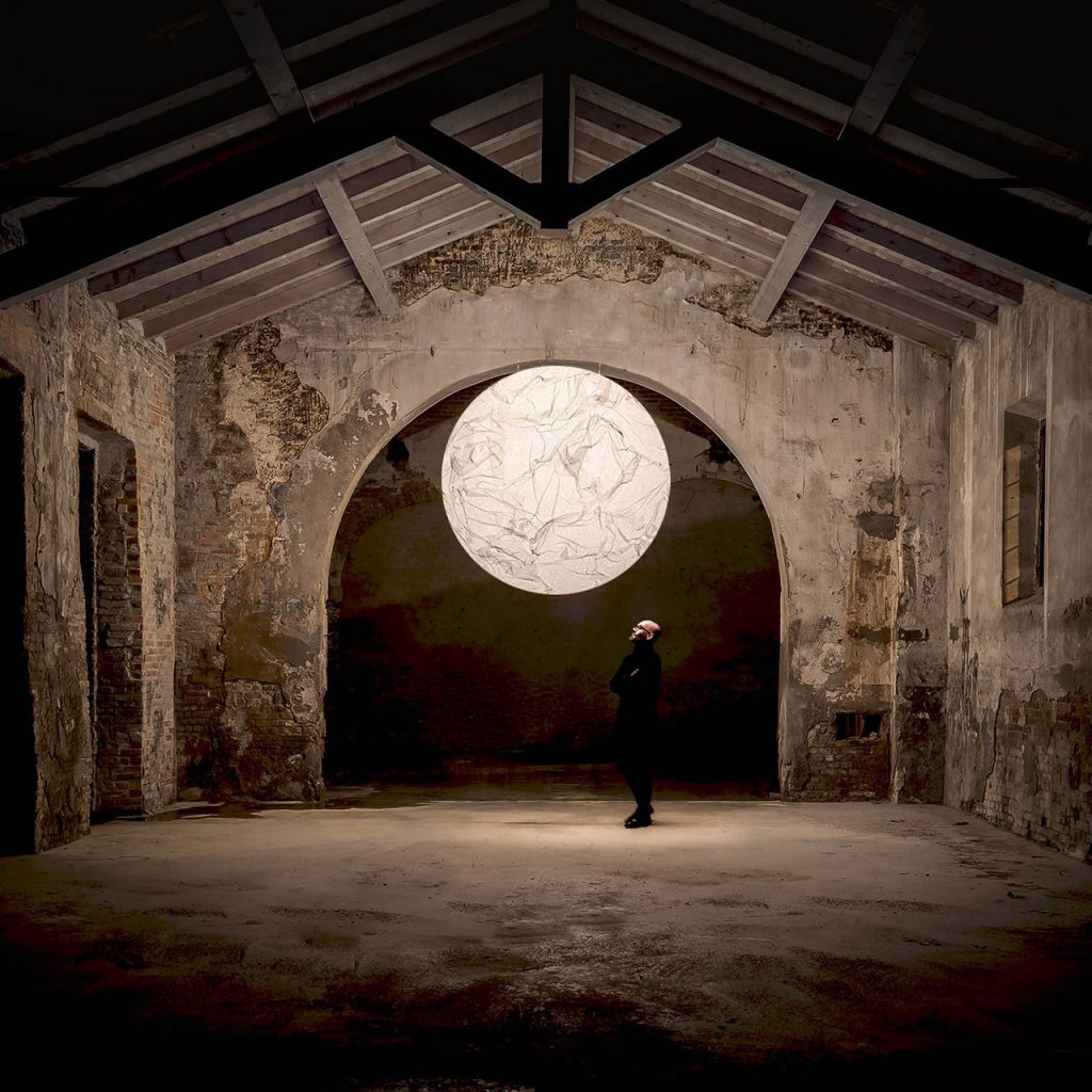Large Moon light in a barn during the night time
