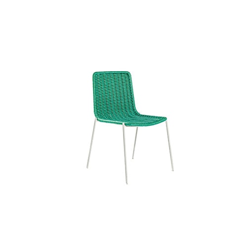Angled view of Kiti outdoor dining chair in front of a white background