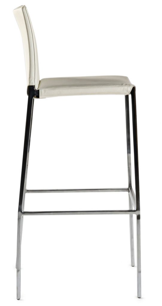 Side view of Lio barstool in white in front of a white background