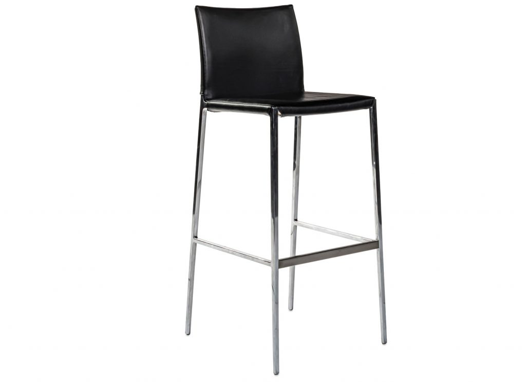 Angled view of Lio counter height barstool in front of a white background