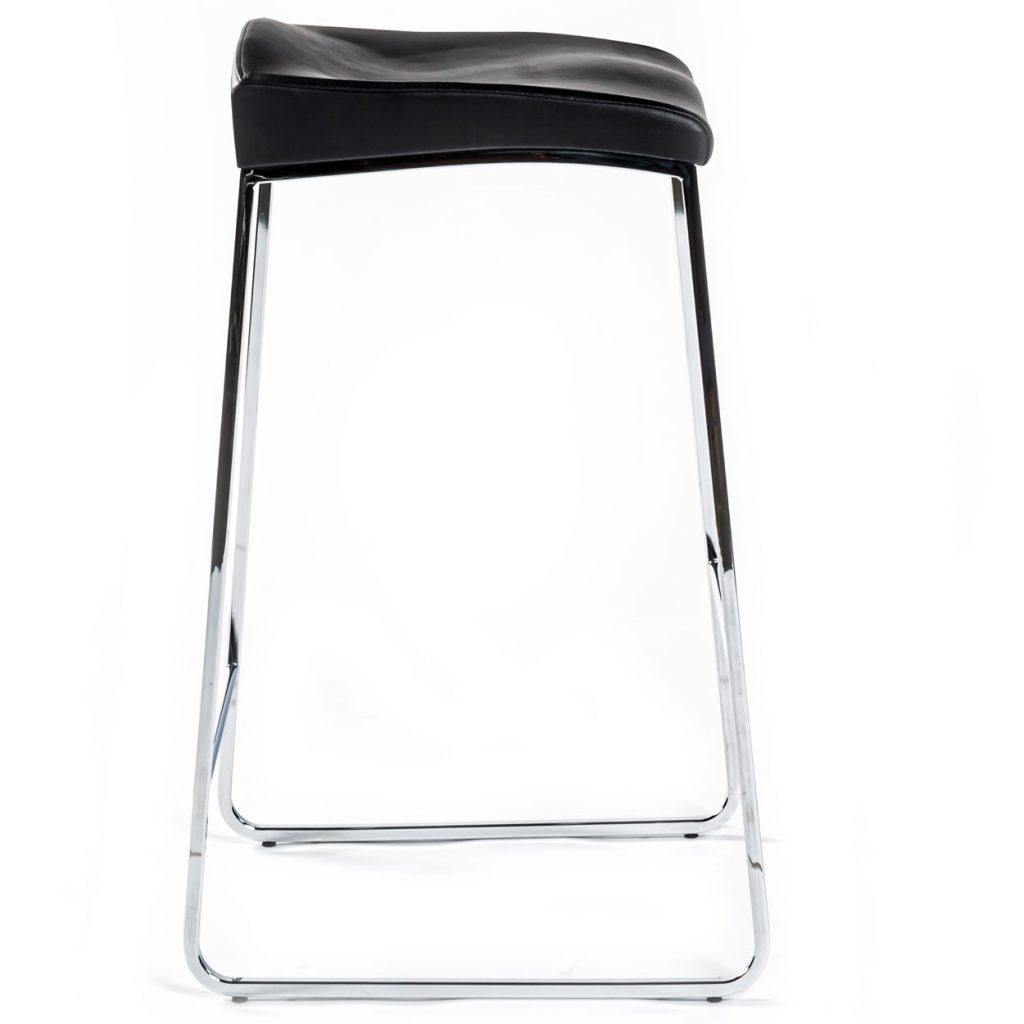 Side view of Pilo counter stool in front of a white background