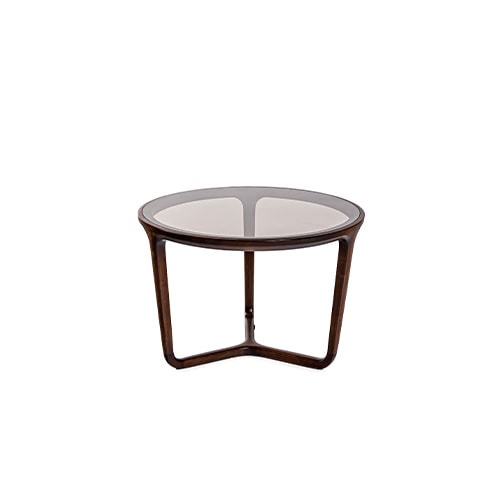 Stella with bronzed glass side table in front of a white background