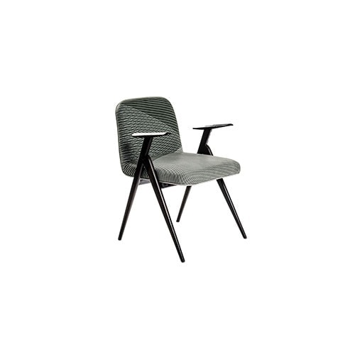 Angled front view of Unique chair in front of a white background