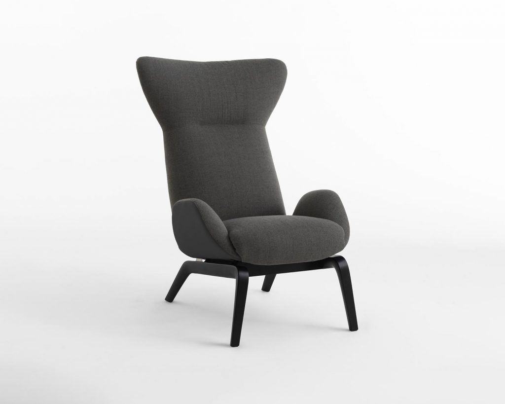 Soho chair in a grey color in front of a white background