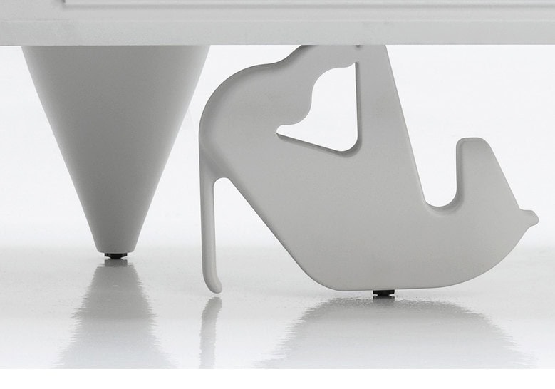 furniture made of carved wooden legs in the shape of a cone and rabbit in a white tone