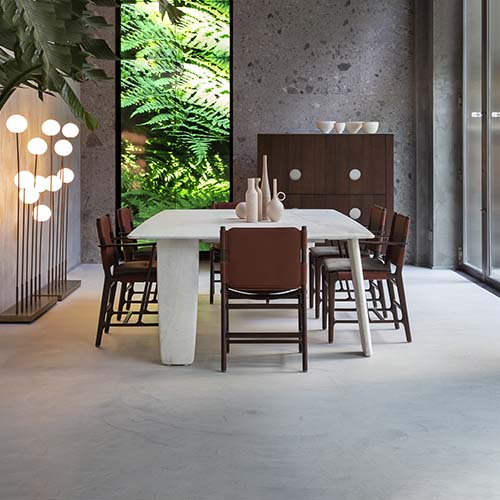 white dining table with its oddly designed axes to give it more elegance.