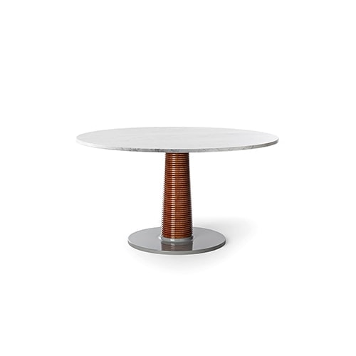 brown wood and gray brass table on a white background