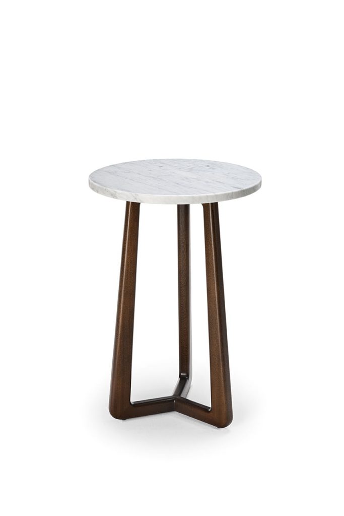 white marble chair and brown or black wood base on a white background