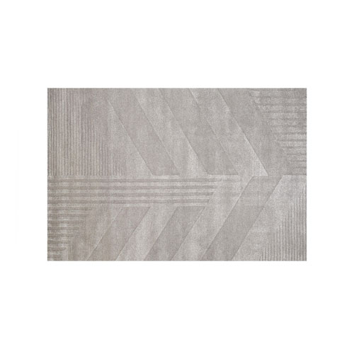 Hand-knotted rug with gray finishes made in Kathmandu, Nepala white background.