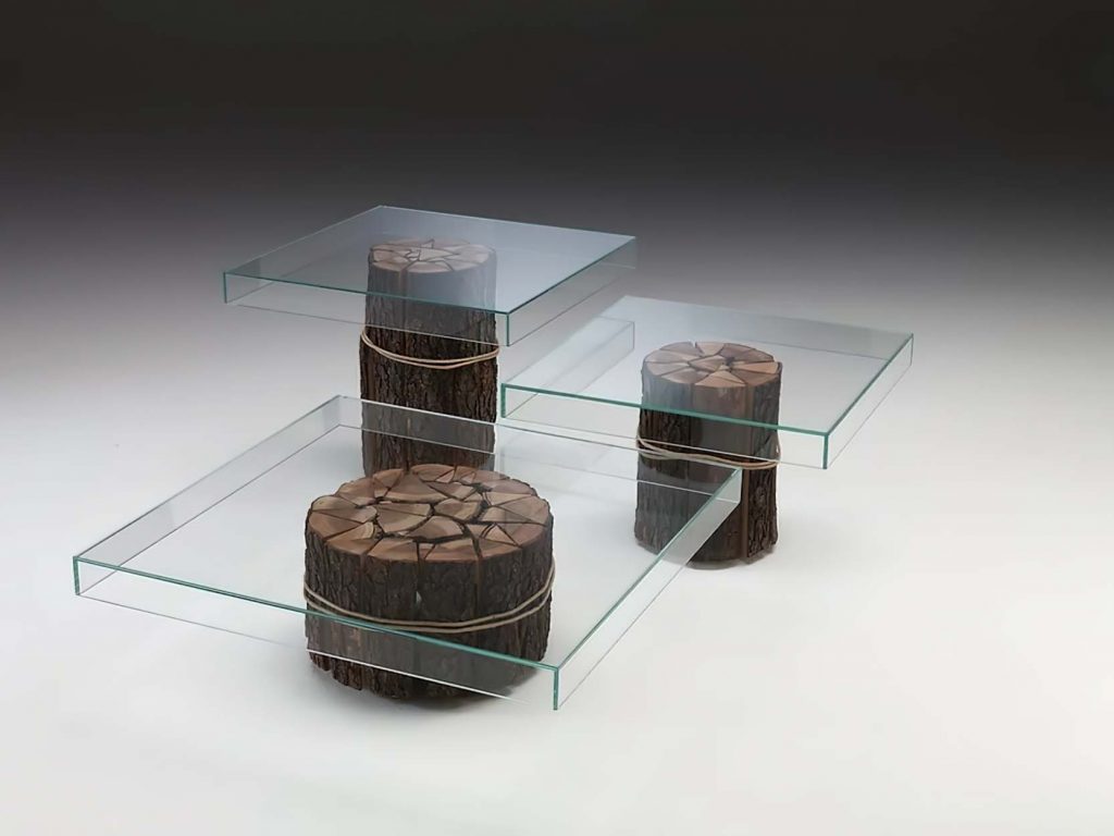 tables in different sizes of wood and glass.