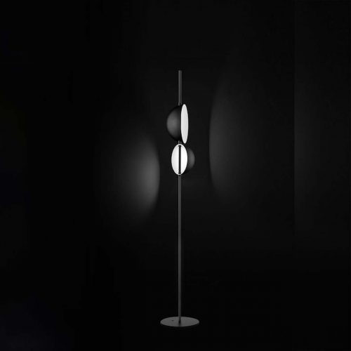 Modern floor lamp design with a concealed metal rod.