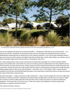 A modern architectural home with curved white roofs, surrounded by lush greenery and native landscaping, blending into the natural environment