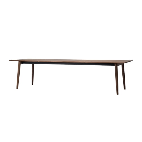 long dining table made of natural wood in flamed cfae color 4-leg base
