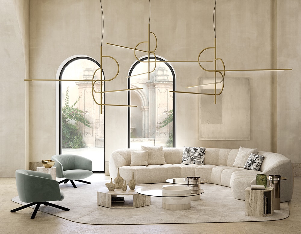sofa made with a wooden base, polyurethane foam and fabric in a white tone in a background room