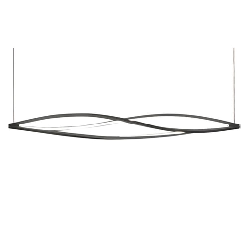 wave-shaped ceiling lamp made of black metal on a white background