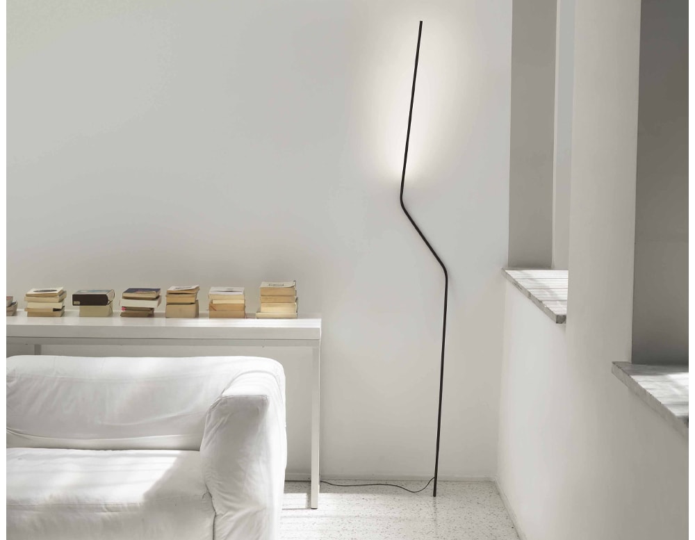 Versatile aluminium silhouette designed to lie on the wall without a base.
