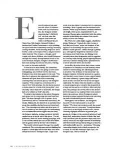 A page from a magazine or book featuring two columns of dense, justified text, beginning with a large decorative letter "E" at the start of the first paragraph