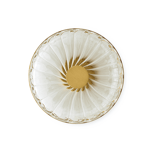 spiral-shaped wall lamp made of brass and glass in white and beige tones
