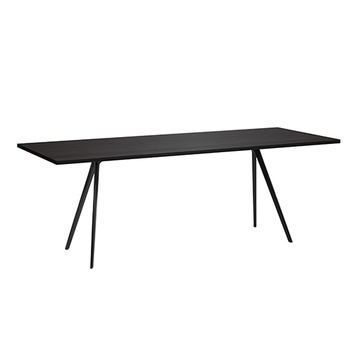 dining table made of aluminum base and square-shaped top made of thick black marble