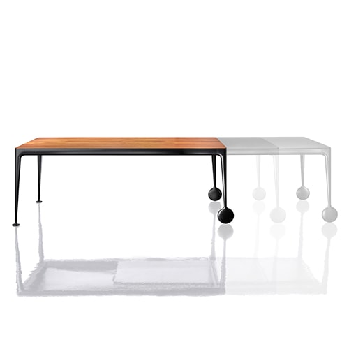 Sleek aluminum extendable dining table.