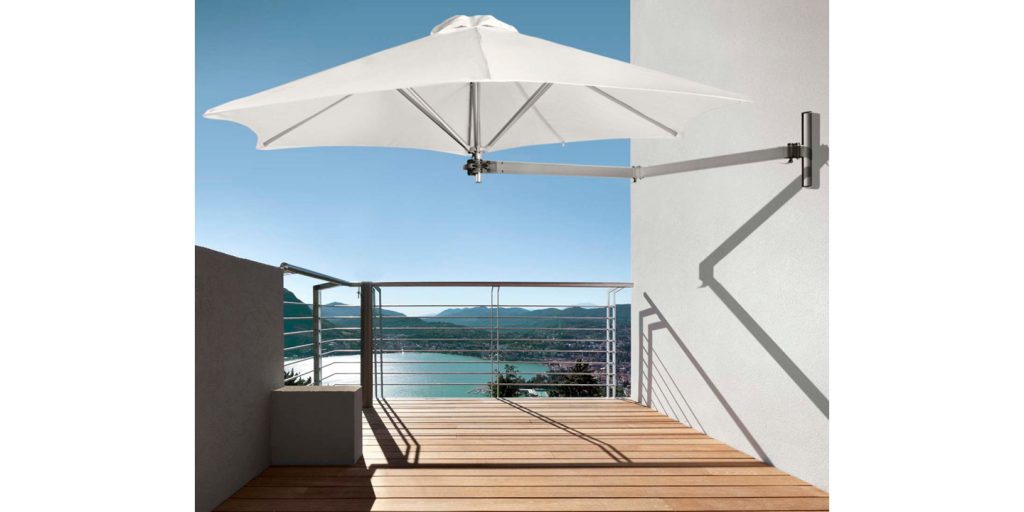 parasol made of fabric and floating arm base in aluminum tubes
