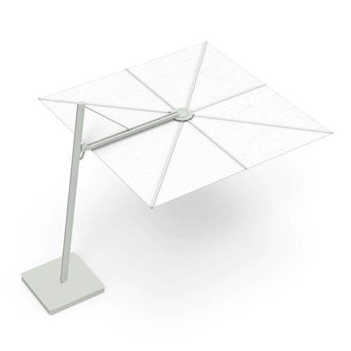 parasol made of adjustable metal base and black fabric on the top