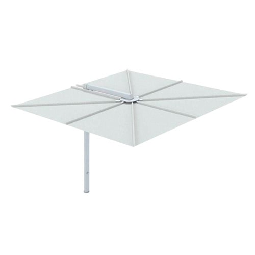 A minimalist outdoor umbrella with a sleek square canopy and a slim central pole, offering clean modern lines and balanced shade for contemporary outdoor spaces.