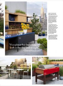 A stylish outdoor space featuring a modern bar setup, lush greenery, and a mix of contemporary and vibrant furniture pieces for a cozy and inviting atmosphere.