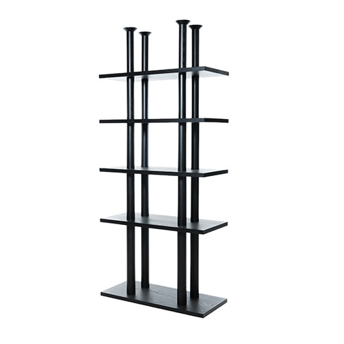 shelf made of black wood throughout its structure, both bases and shelves