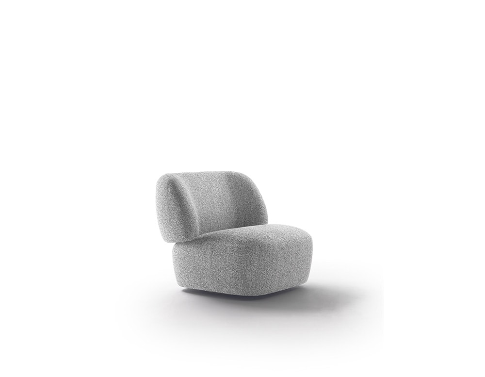 Armchair with swivel base made of metal and polyurethane foam in a gray tone