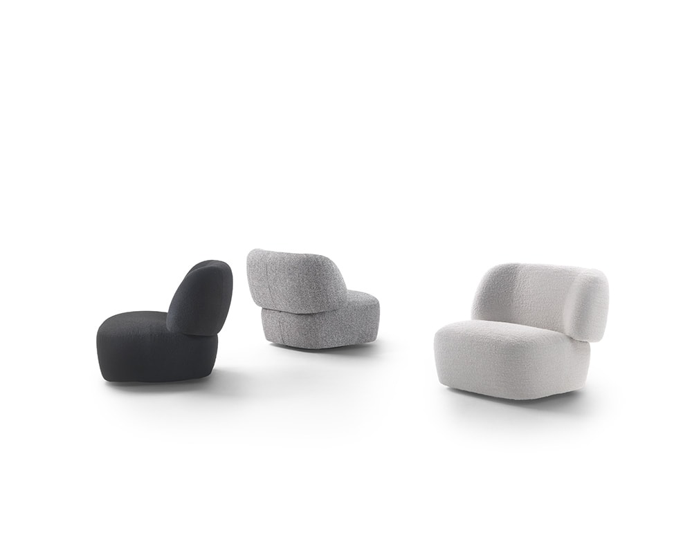 Swivel armchair made of metal wood and polyurethane foam in different tones such as white, gray and black