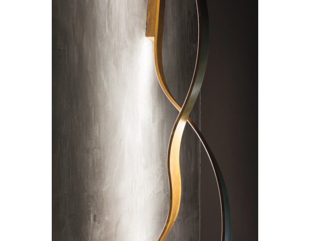 two ribbon-shaped wall lamps in bronce burnished brass finish