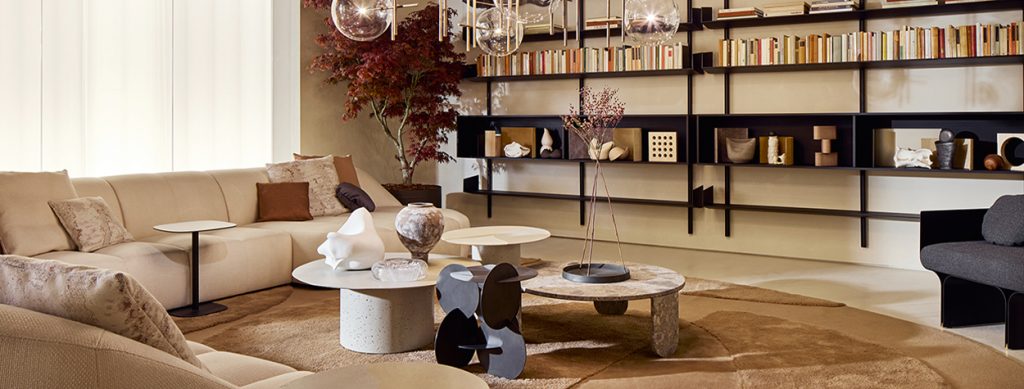 Warm yellow and orange living room space made by Gallotti & Radice