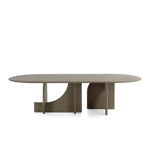 dining room made in a T shape made of stone powder in a "bruciato" color tone