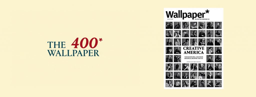 Wall Street 400 newspaper feature with a collage of black and white portraits on the right side and bold red and green typography on a light background