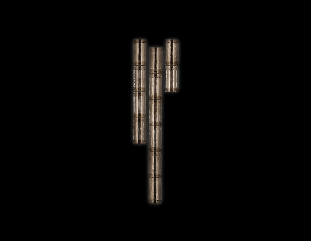 The Hen Vibe Wall Light features stacked glass tubes in warm bronze tones, forming a vertical geometric composition. Its sculptural presence and soft glow add sophistication and rhythm to any modern interior.